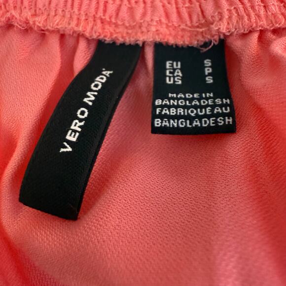 Vero Moda Womens Helyn Shirred Tie Straps Geranium Pink Crop Tank Top Small - Picture 8 of 9